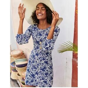 NEW BODEN Lucie Jersey Tunic Size 4 Blue Bird Print